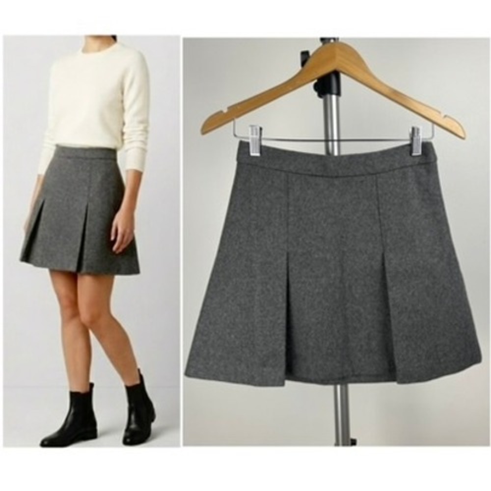 Aritzia Talula Gray‎ Wool Blend Pleated Mini Skirt A-Line Charcoal Womens Sz 4
